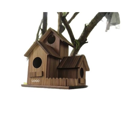 3-Room Solid Wood Luxury Bird Villa Large Triple-Nested Outdoor Birdhouse