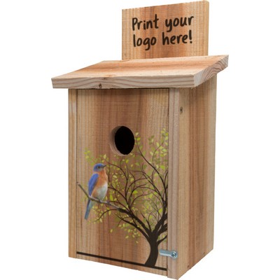 Decorated Cedar Bluebird House With Logo
